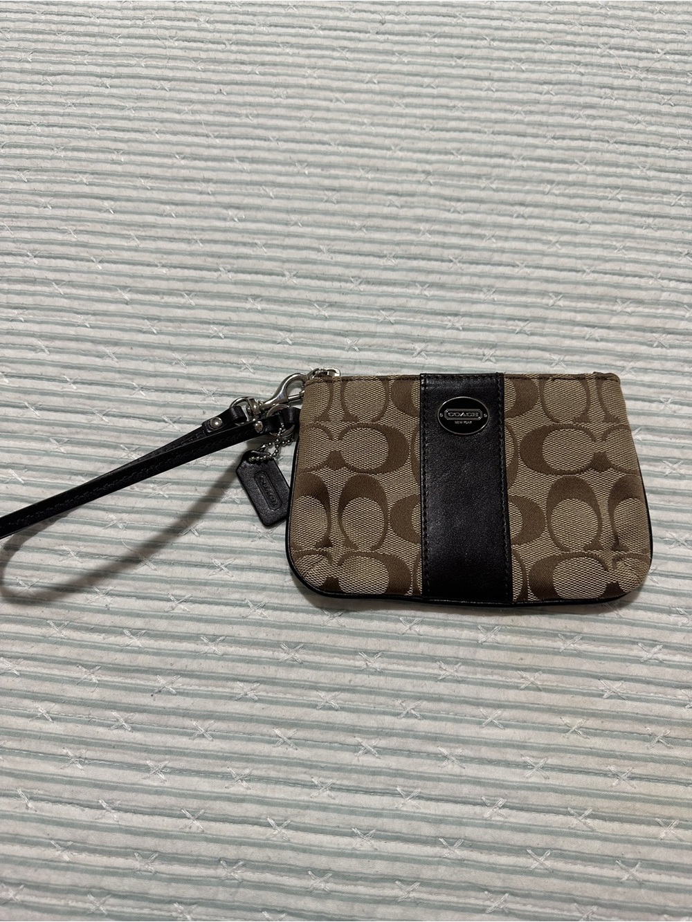Coach Signature Canvas Wristlet in Brown/Tan - Picture 2 of 6